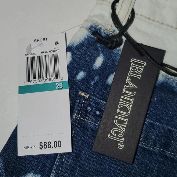 Blank NYC "The Barrow" Vintage High Rise Denim Shorts Manic Monday Sz 25 NWT - Picture 8 of 11